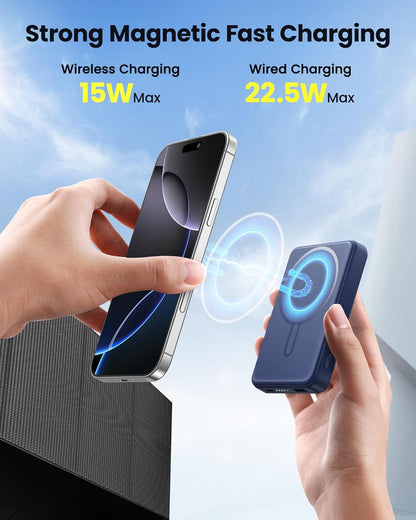 for Magsafe Battery Pack 12000mAh Magnetic Portable Charger Power Bank | PD 22.5W Fast Charging, USB C in&Out Wireless Battery Pack Phone Charger for iPhone 16/15/14/13/12 All Series