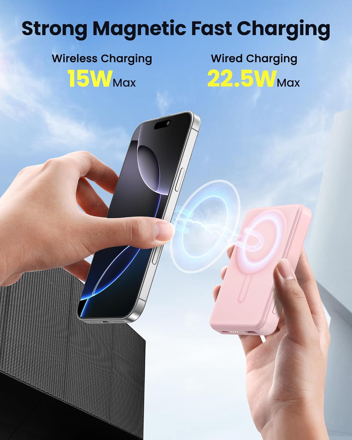 for Magsafe Battery Pack 12000mAh Magnetic Portable Charger Power Bank | PD 22.5W Fast Charging, USB C in&Out Wireless Battery Pack Phone Charger for iPhone 16/15/14/13/12 All Series