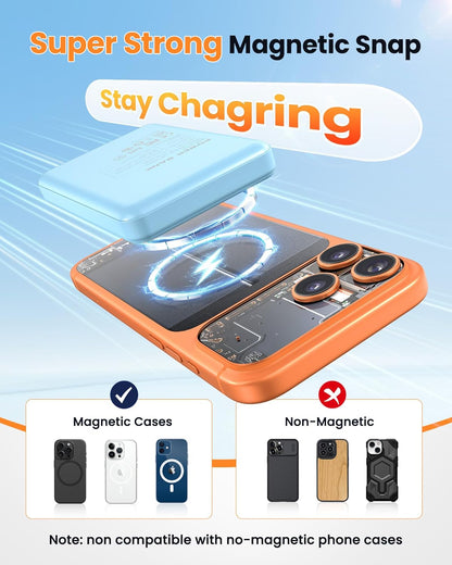 for Magsafe Battery Pack 12000mAh Magnetic Portable Charger Power Bank | PD 22.5W Fast Charging, USB C in&Out Wireless Battery Pack Phone Charger for iPhone 16/15/14/13/12 All Series