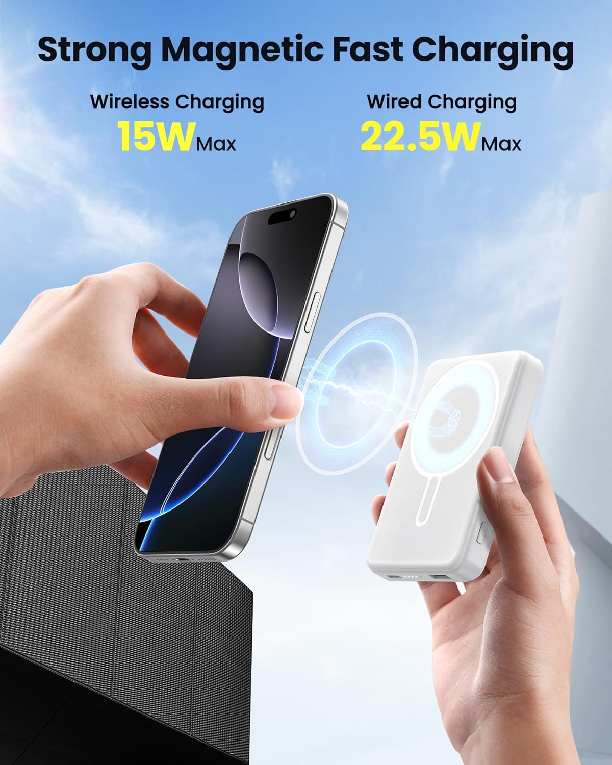 for Magsafe Battery Pack 12000mAh Magnetic Portable Charger Power Bank | PD 22.5W Fast Charging, USB C in&Out Wireless Battery Pack Phone Charger for iPhone 16/15/14/13/12 All Series