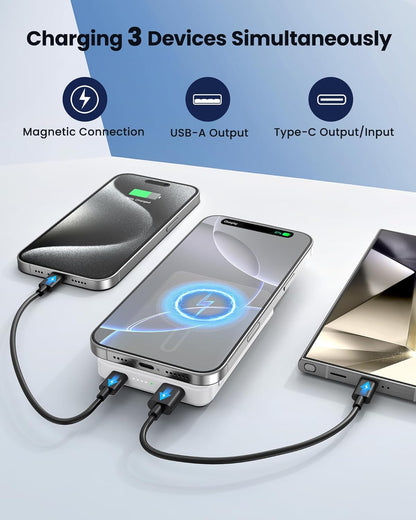for Magsafe Battery Pack 12000mAh Magnetic Portable Charger Power Bank | PD 22.5W Fast Charging, USB C in&Out Wireless Battery Pack Phone Charger for iPhone 16/15/14/13/12 All Series