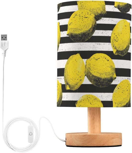 Bedside Table Lamp Lemon Yellow Citrus Fruits (77) Kids Nightstand Lamp Night Light Fabric Shade for Bedroom Living Room Home Office