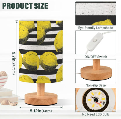 Bedside Table Lamp Lemon Yellow Citrus Fruits (77) Kids Nightstand Lamp Night Light Fabric Shade for Bedroom Living Room Home Office
