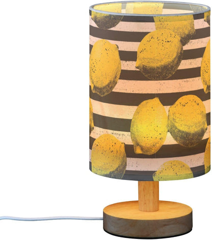 Bedside Table Lamp Lemon Yellow Citrus Fruits (77) Kids Nightstand Lamp Night Light Fabric Shade for Bedroom Living Room Home Office