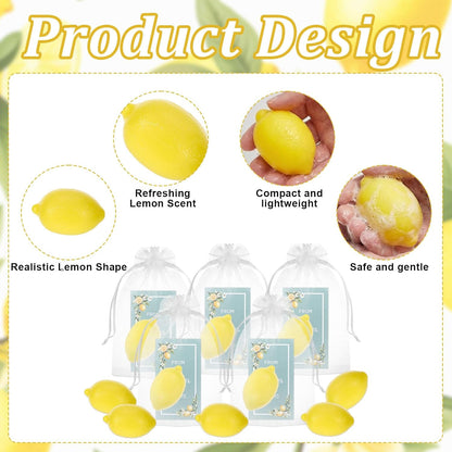 50 Set Lemon Soap, Lemon Party Favors for Guests, Yellow Lemon Shaped Soap Bar with Cards and Organza Bags, LemonThemed Party Decor & Lemon Gifts for Wedding Bridal Shower Baby Shower