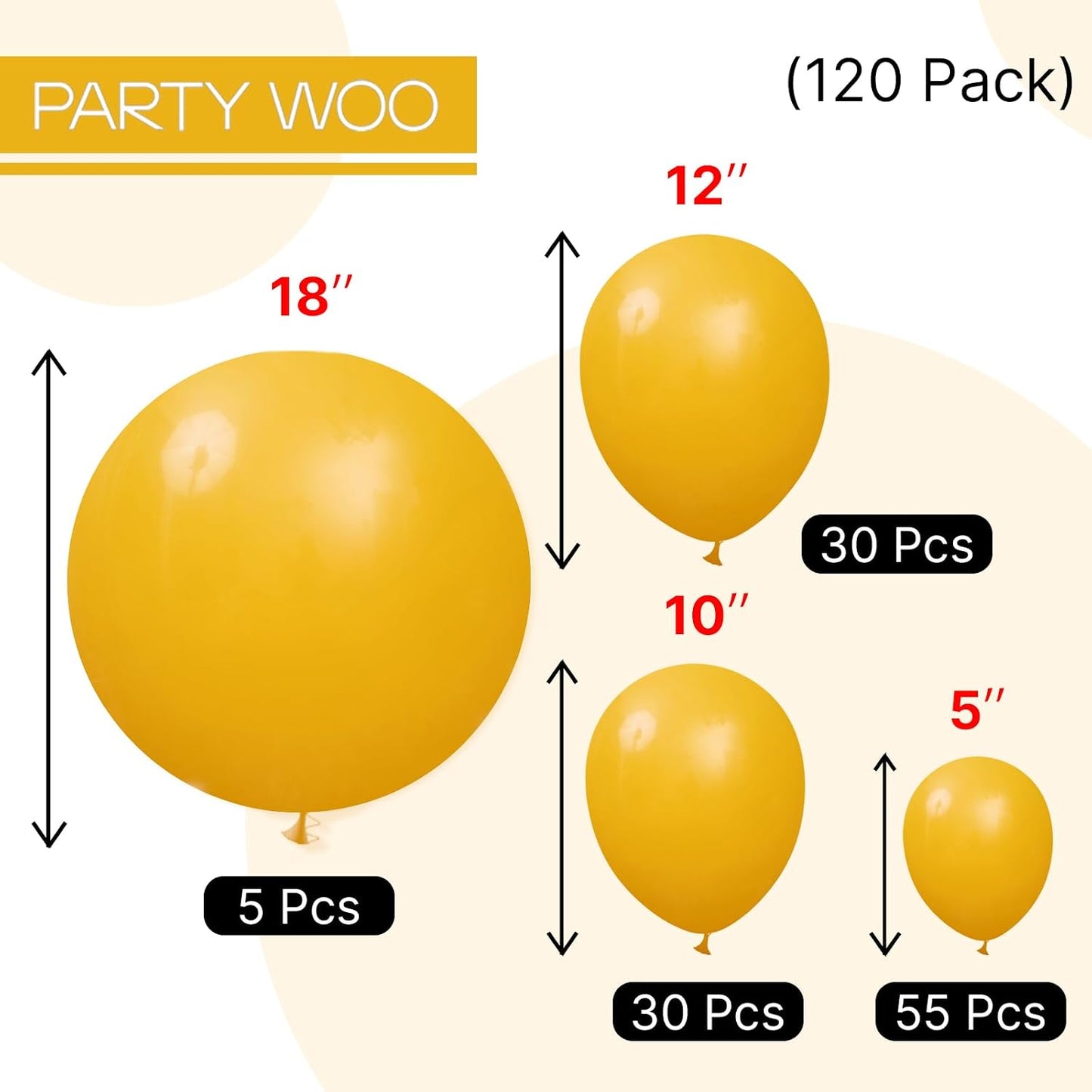 Mustard Yellow fall Balloons 120pcs Different Sizes | Balloons for Birthday Sunflower Little Cutie Thanksgiving Bridal Shower Party Decorations Yellow-F57