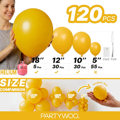 Mustard Yellow fall Balloons 120pcs Different Sizes | Balloons for Birthday Sunflower Little Cutie Thanksgiving Bridal Shower Party Decorations Yellow-F57