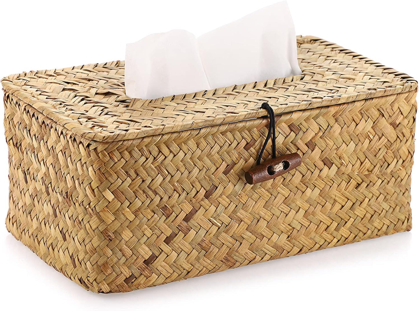 Tissue Box Cover Rectangle Tissue Box Seagrass Tissue Box Holder Woven Tissue Holder Decorative Tissue Cover for Bathroom Tissue Box Cover Rectangular for Home Office Table Yellow