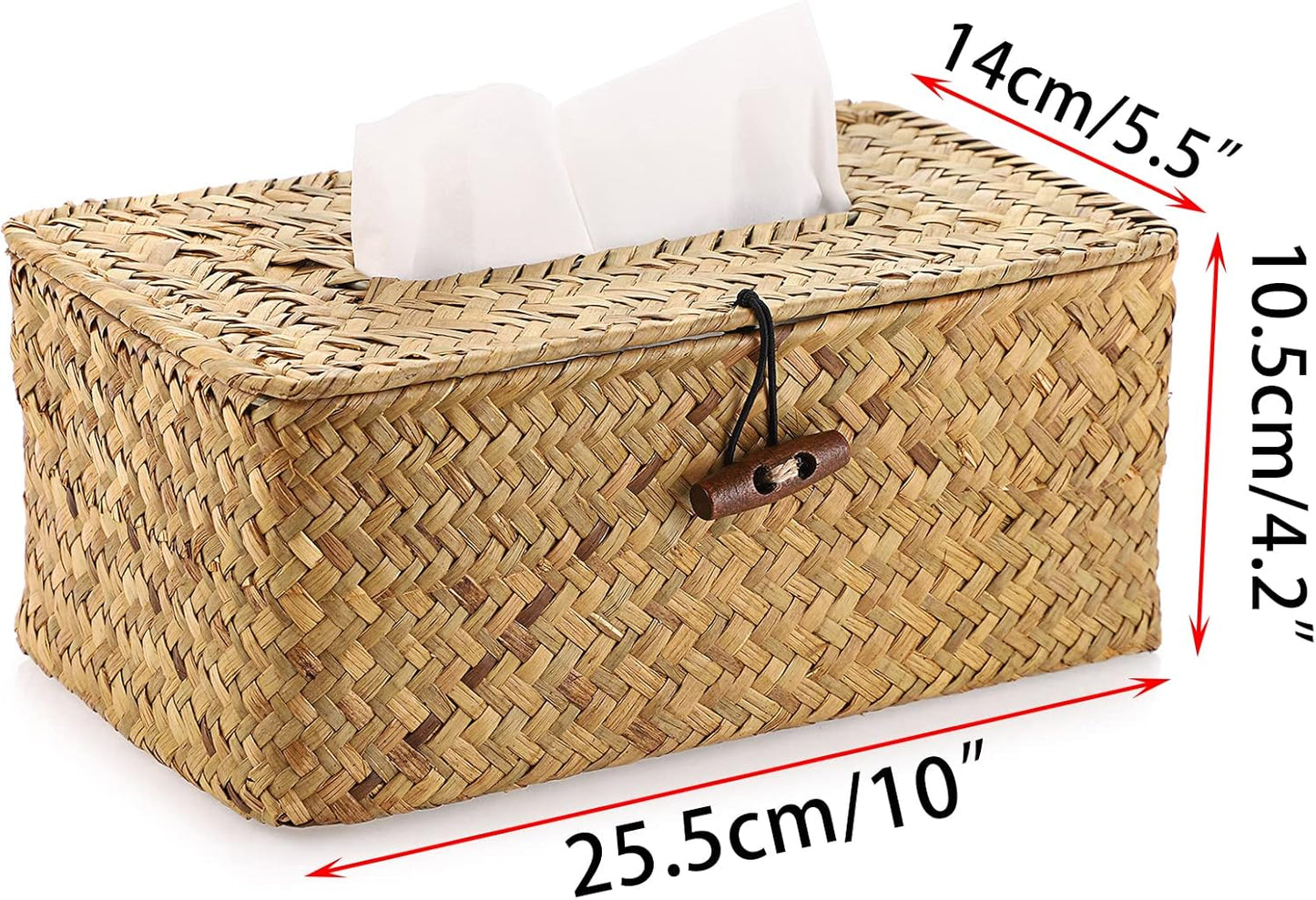 Tissue Box Cover Rectangle Tissue Box Seagrass Tissue Box Holder Woven Tissue Holder Decorative Tissue Cover for Bathroom Tissue Box Cover Rectangular for Home Office Table Yellow