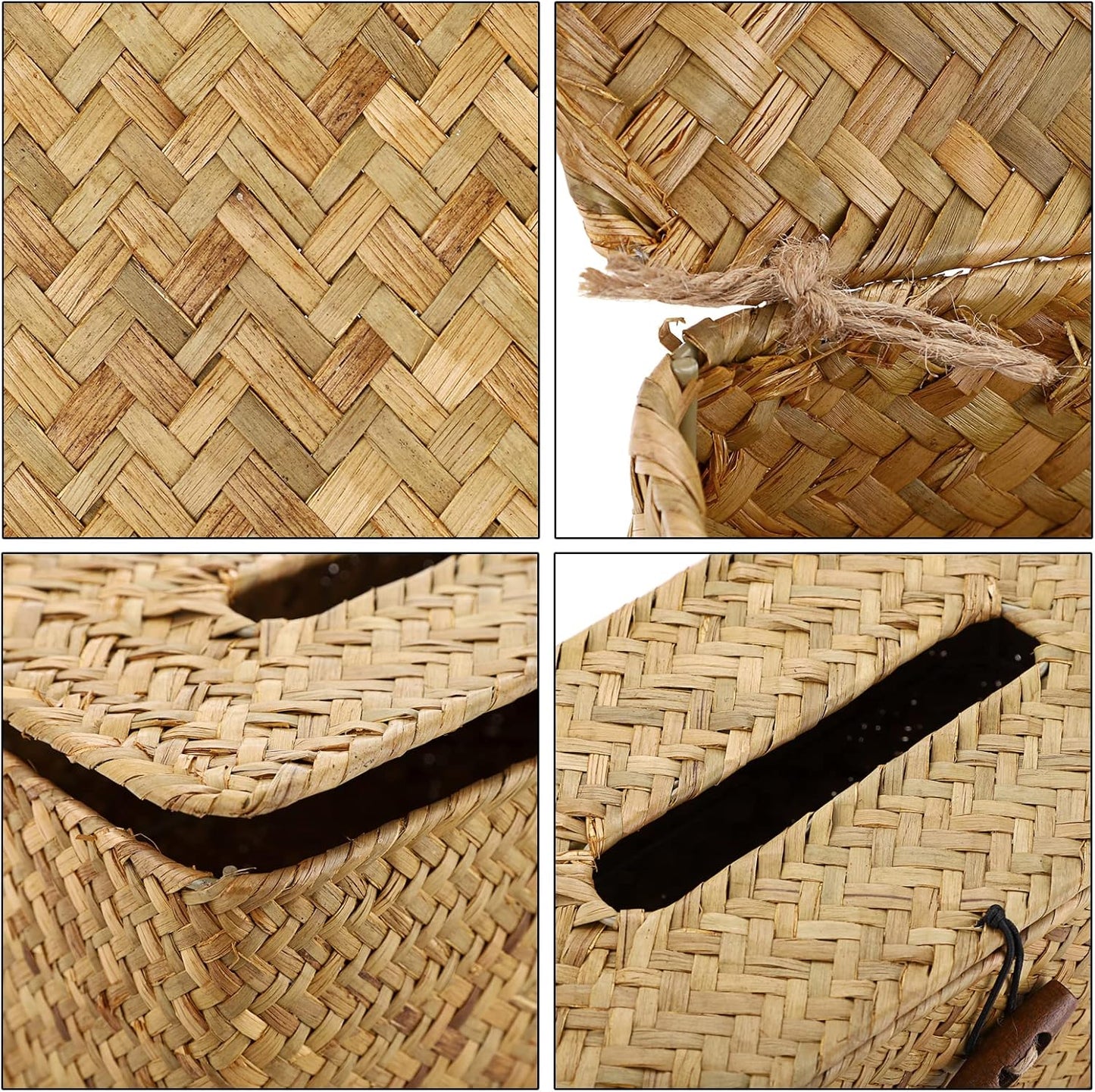Tissue Box Cover Rectangle Tissue Box Seagrass Tissue Box Holder Woven Tissue Holder Decorative Tissue Cover for Bathroom Tissue Box Cover Rectangular for Home Office Table Yellow