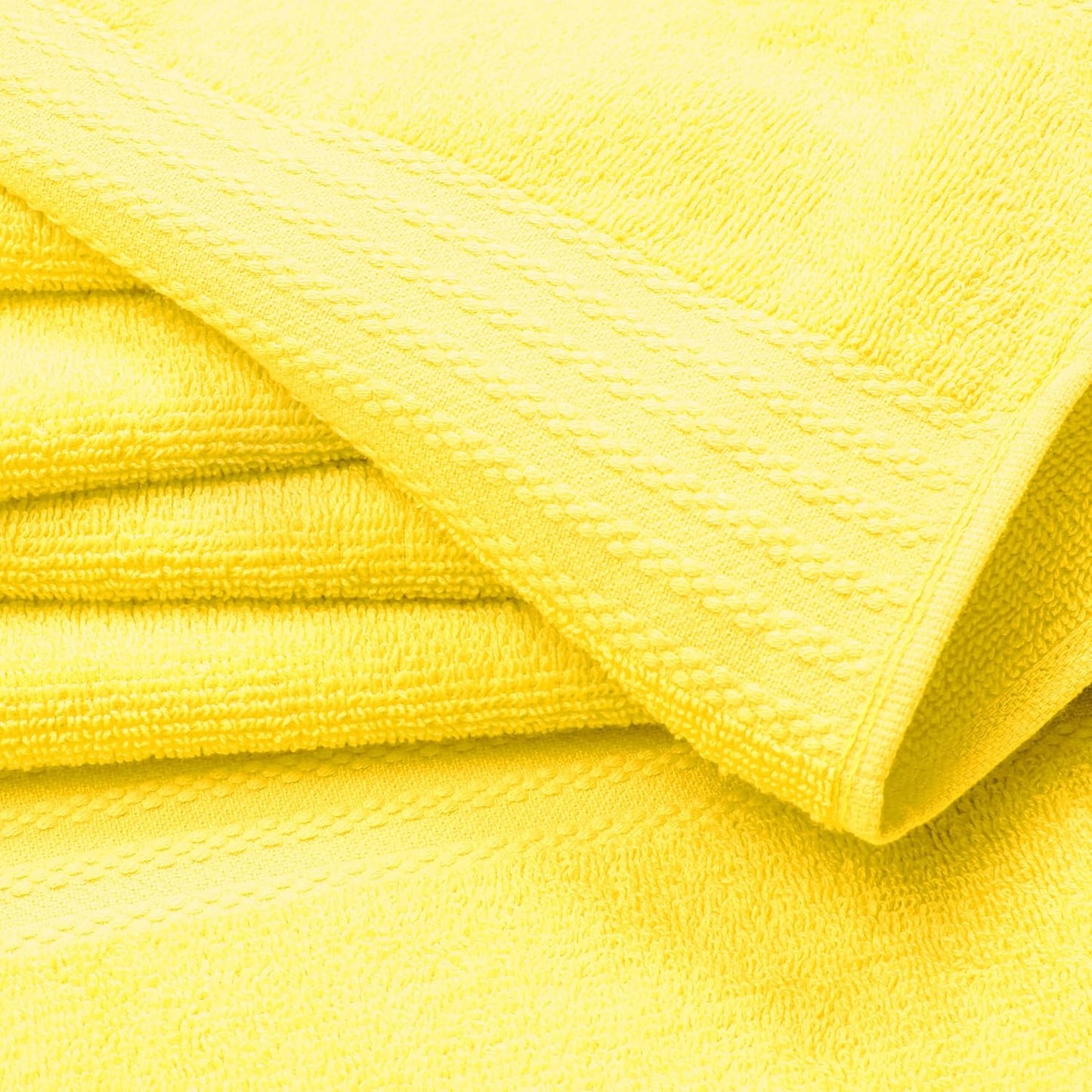 Ultra Soft 8-Piece Towel Set - 100% Pure Ringspun Cotton, Contains 2 Oversized Bath Towels 27x54, 2 Hand Towels 16x28, 4 Wash Cloths 13x13 - Ideal for Everyday use, Hotel & Spa - Yellow