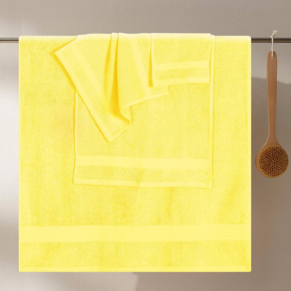 Ultra Soft 8-Piece Towel Set - 100% Pure Ringspun Cotton, Contains 2 Oversized Bath Towels 27x54, 2 Hand Towels 16x28, 4 Wash Cloths 13x13 - Ideal for Everyday use, Hotel & Spa - Yellow
