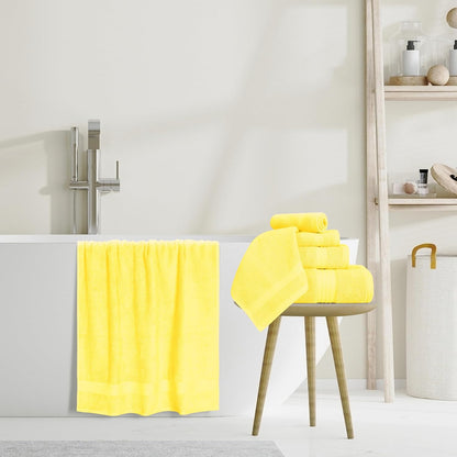 Ultra Soft 8-Piece Towel Set - 100% Pure Ringspun Cotton, Contains 2 Oversized Bath Towels 27x54, 2 Hand Towels 16x28, 4 Wash Cloths 13x13 - Ideal for Everyday use, Hotel & Spa - Yellow