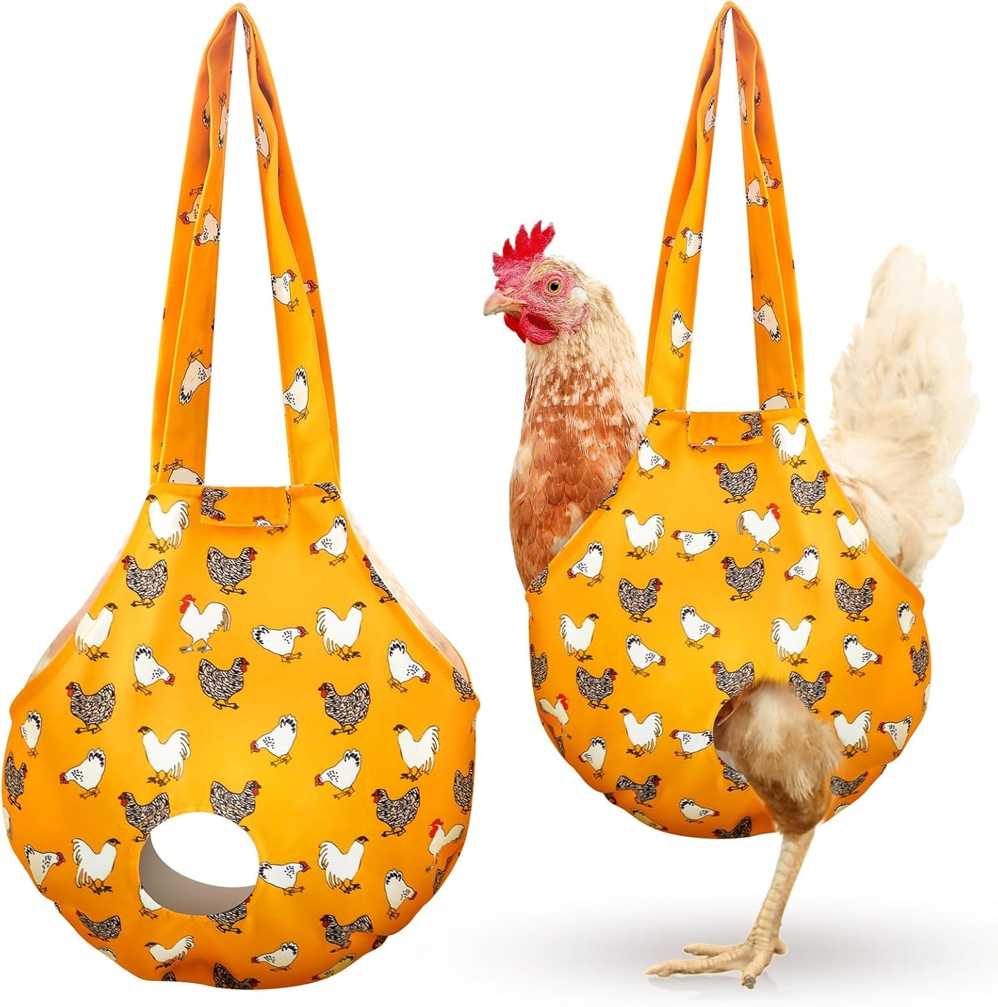2 Pack Chicken Holder Bag, Chicken Carrier Sling Catching Hand Bag Hen Sling with Handle Farm Supplies for Hen Rooster Transport Traveling Hiking Driving(Yellow,13.5 x 13.5 Inch)