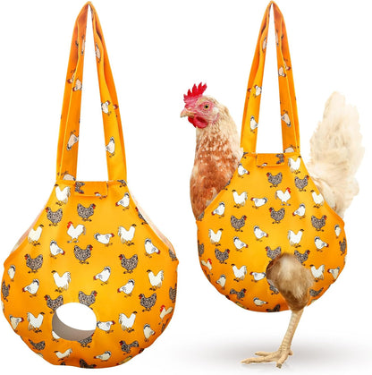 2 Pack Chicken Holder Bag, Chicken Carrier Sling Catching Hand Bag Hen Sling with Handle Farm Supplies for Hen Rooster Transport Traveling Hiking Driving(Yellow,13.5 x 13.5 Inch)