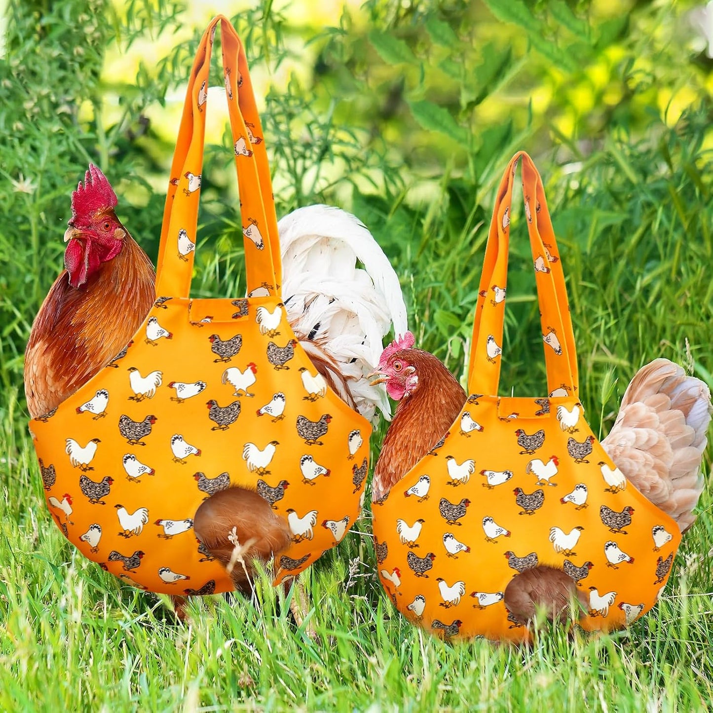 2 Pack Chicken Holder Bag, Chicken Carrier Sling Catching Hand Bag Hen Sling with Handle Farm Supplies for Hen Rooster Transport Traveling Hiking Driving(Yellow,13.5 x 13.5 Inch)
