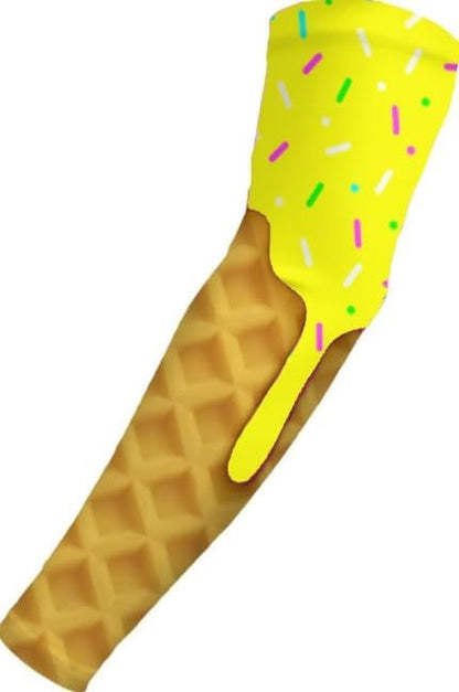 Yellow Ice Cream Drip Sprinkles Football Baseball Compression Arm Sleeve, Adult Youth Sizes