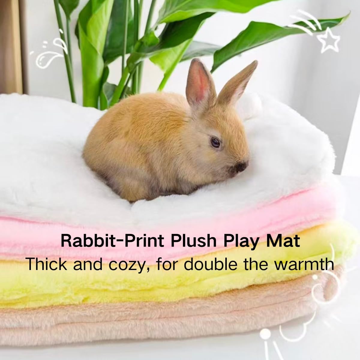 Guinea Pig Bed, Washable Bunny Bed Mat Soft Small Animal Winter Plush Bed Pads Sleeping Pads for Rat Chinchilla Hedgehog Hamster Squirrel Ferret Rabbit Kitten Puppy (Yellow,Small)