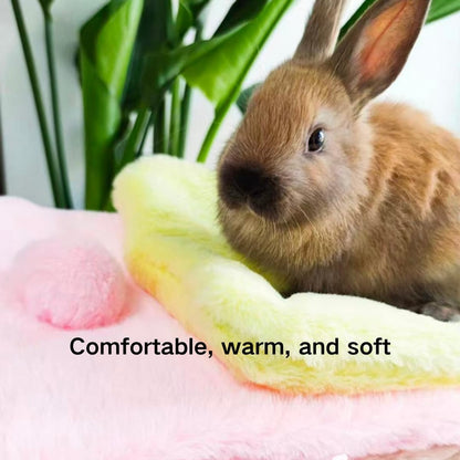 Guinea Pig Bed, Washable Bunny Bed Mat Soft Small Animal Winter Plush Bed Pads Sleeping Pads for Rat Chinchilla Hedgehog Hamster Squirrel Ferret Rabbit Kitten Puppy (Yellow,Small)