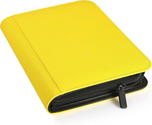 Trading Card Binder with Sleeves, Yellow, 288 Card Storage Capacity, Durable and Waterproof