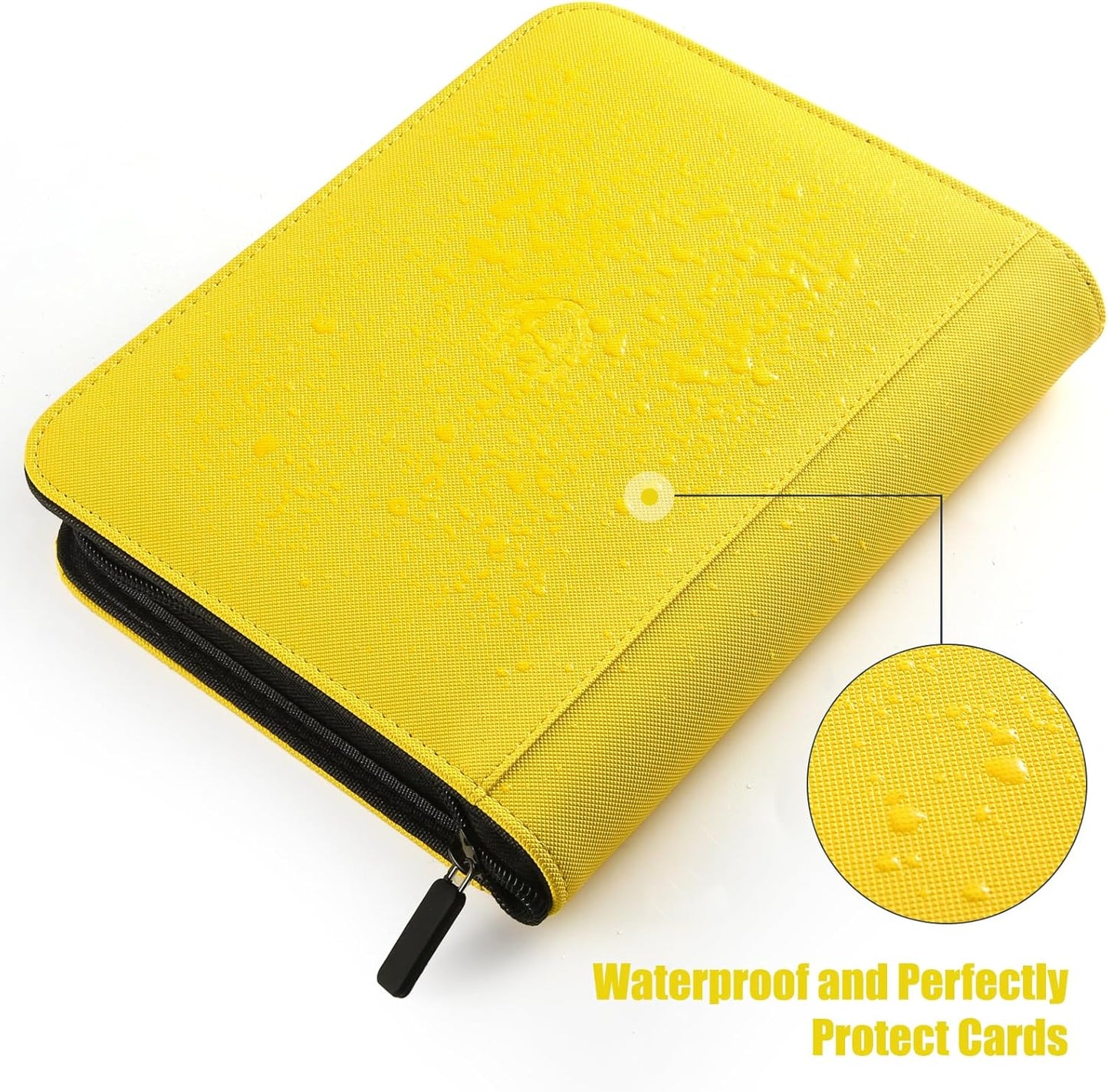 Trading Card Binder with Sleeves, Yellow, 288 Card Storage Capacity, Durable and Waterproof