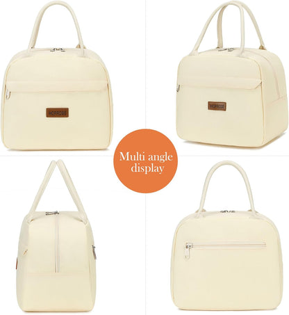 Insulated Lunch Bag for Women Men Adults Lunch Tote with Front Pocket Lunch Box Container Cooler Bag for Work Picnic (Light Yellow)