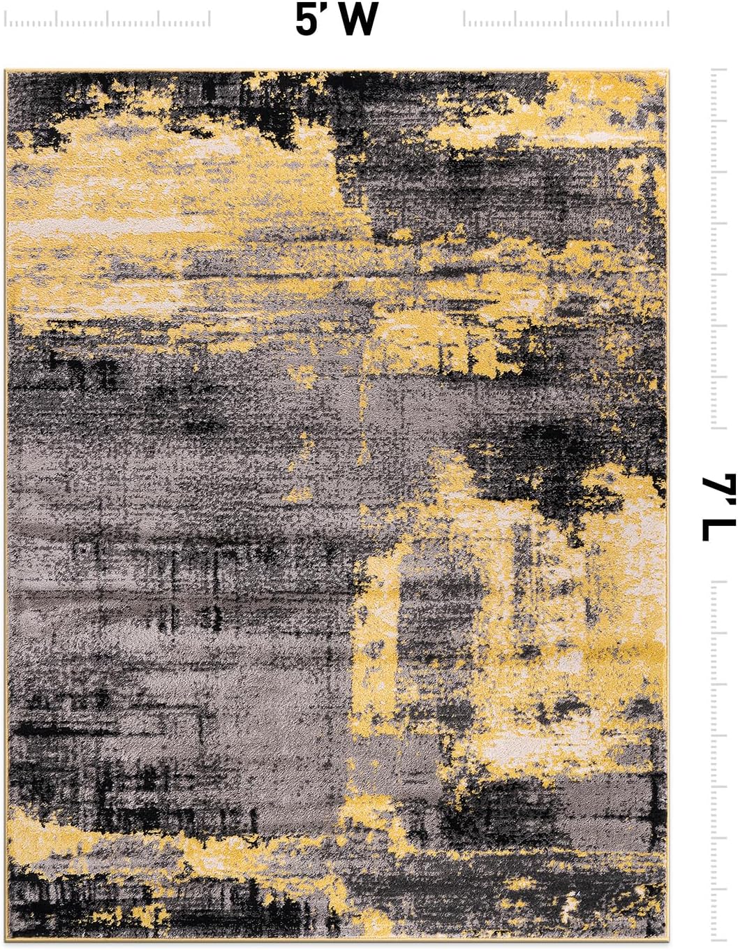 Modern Abstract Design Non Shedding Soft Ideal for Living Room,Bedroom,Kitchen Area Rug 5' x 7' Yellow