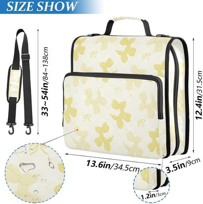 Yellow Balloon Dogs Bow Zipper Binder with Shoulder Strap Bag 3 Ring Binder Organizer Large Capacity Multiple Compartments for School Office