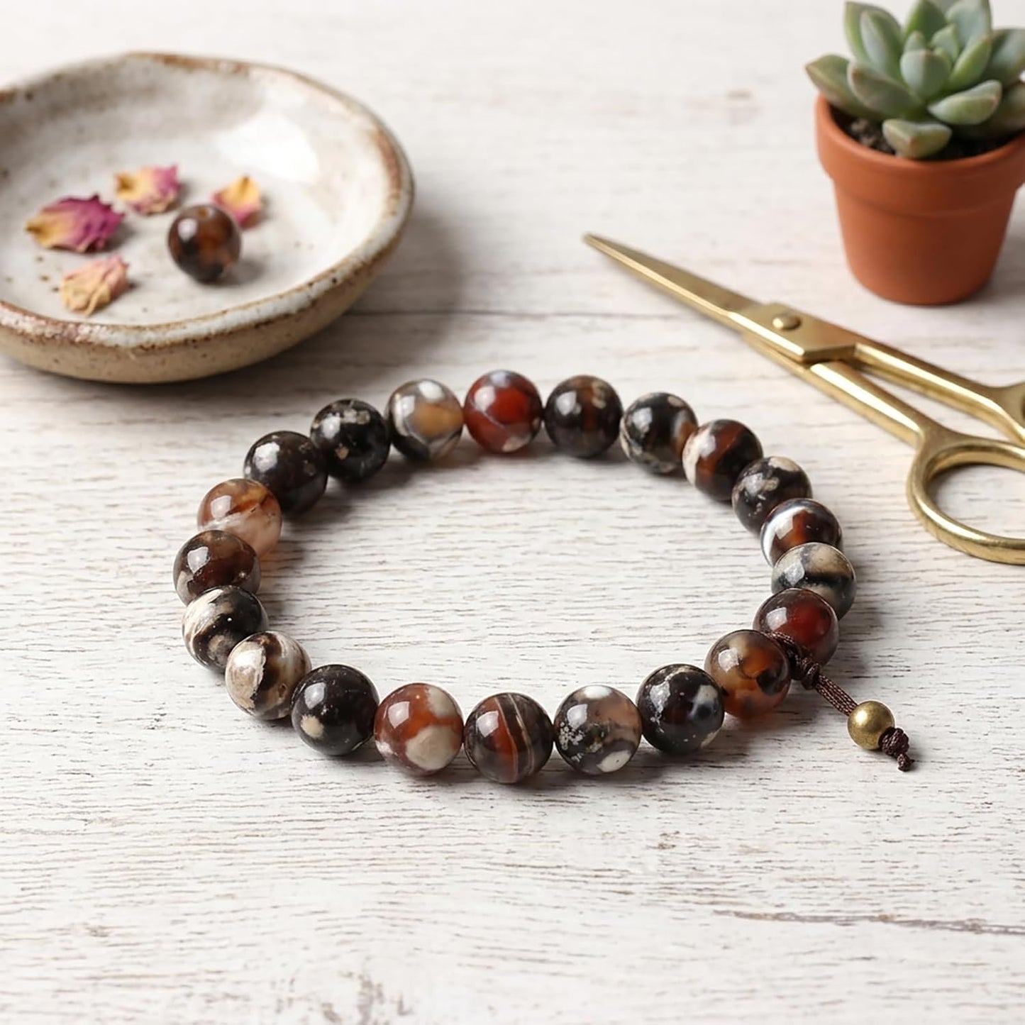 60pcs Round Loose Yellow Fire Agate Beads for Bracelet Beads，6mm Gemstone Bead Round Loose Stone Beads for Jewelry Making DIY Bracelet Necklace Earrings - Colors B