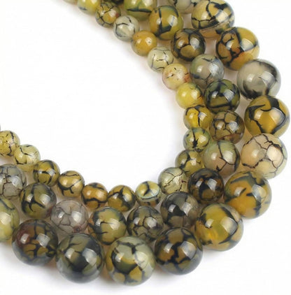 60pcs Round Loose Yellow Fire Agate Beads for Bracelet Beads，6mm Gemstone Bead Round Loose Stone Beads for Jewelry Making DIY Bracelet Necklace Earrings - Colors B