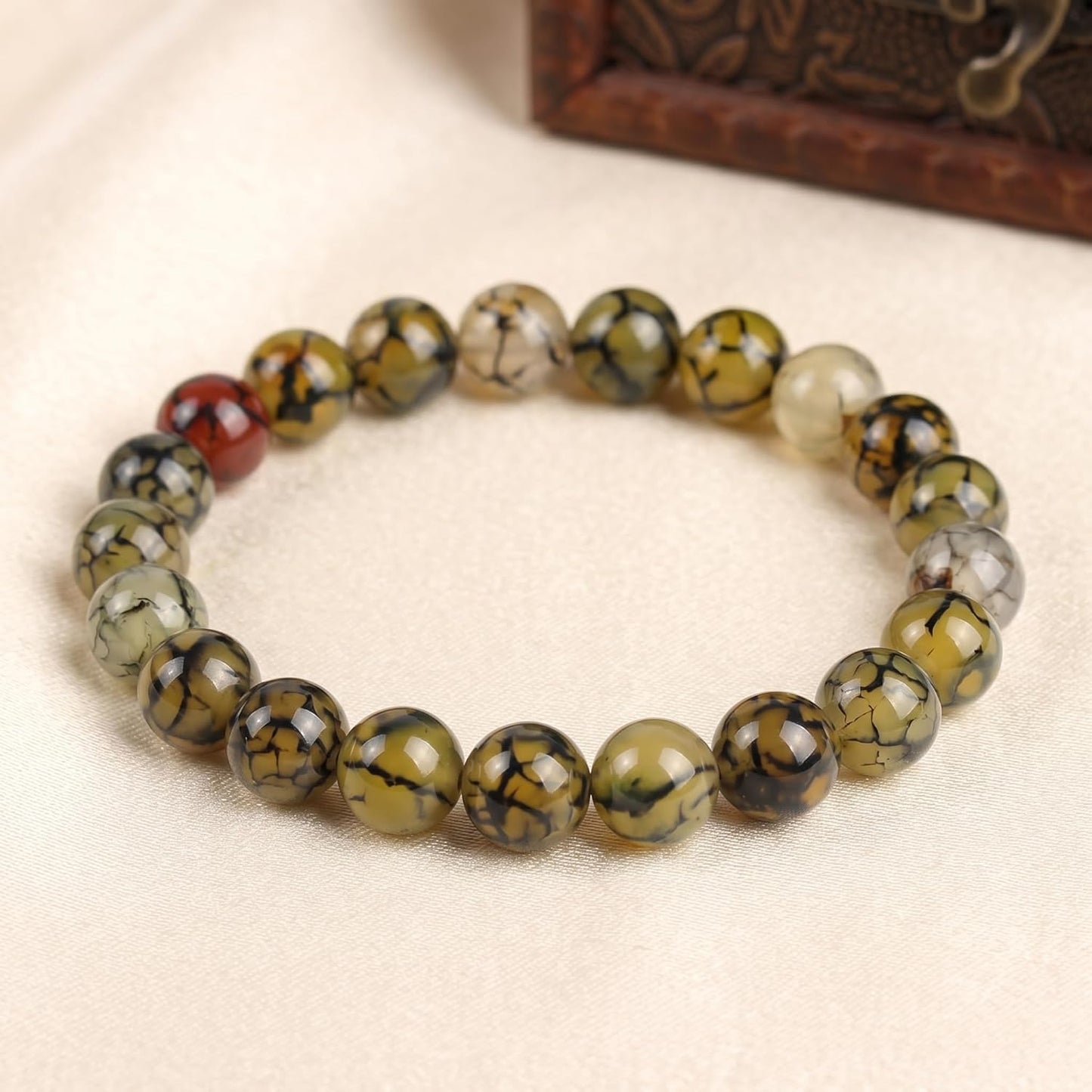 60pcs Round Loose Yellow Fire Agate Beads for Bracelet Beads，6mm Gemstone Bead Round Loose Stone Beads for Jewelry Making DIY Bracelet Necklace Earrings - Colors B