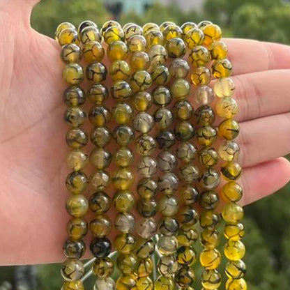 60pcs Round Loose Yellow Fire Agate Beads for Bracelet Beads，6mm Gemstone Bead Round Loose Stone Beads for Jewelry Making DIY Bracelet Necklace Earrings - Colors B