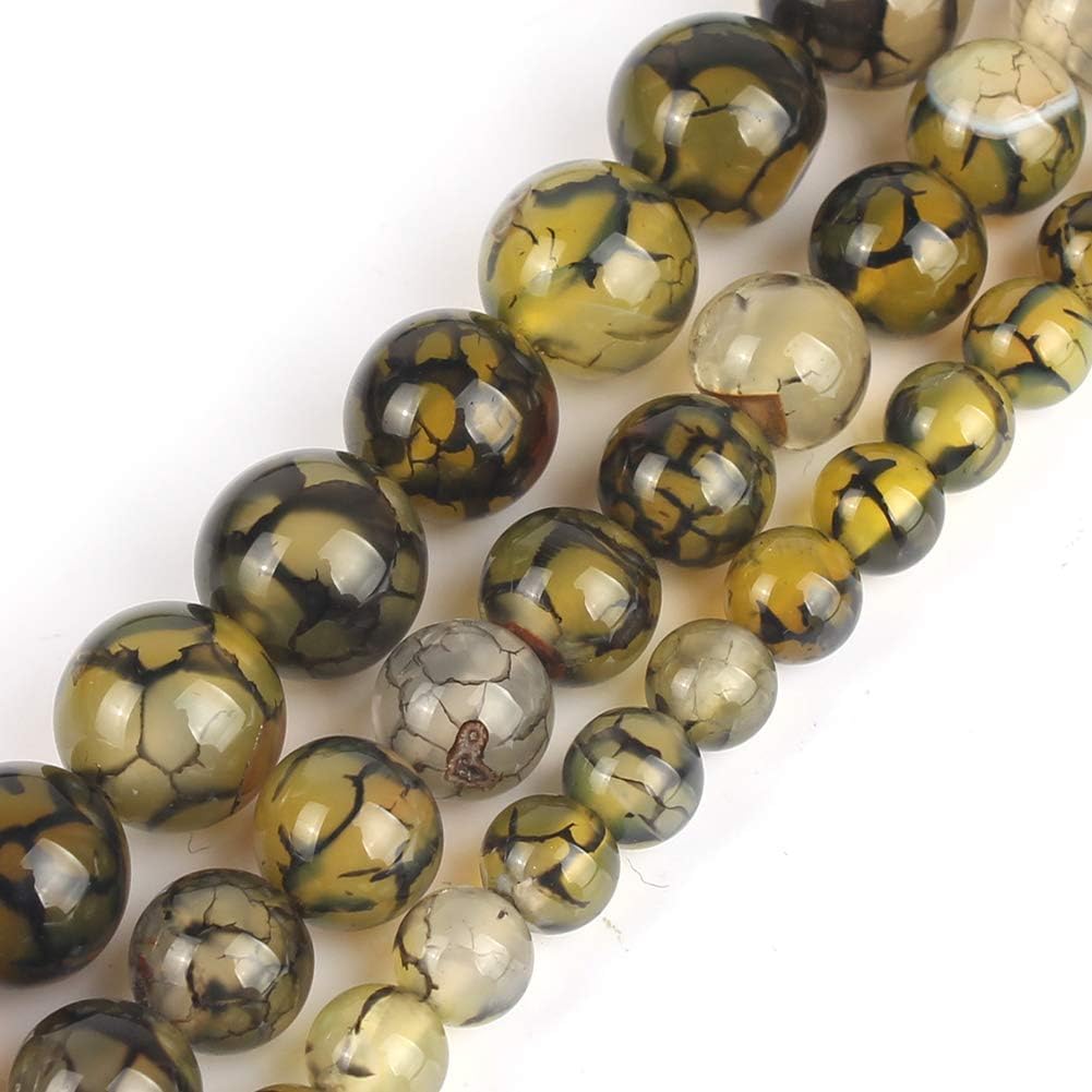60pcs Round Loose Yellow Fire Agate Beads for Bracelet Beads，6mm Gemstone Bead Round Loose Stone Beads for Jewelry Making DIY Bracelet Necklace Earrings - Colors B