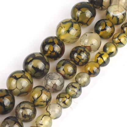 60pcs Round Loose Yellow Fire Agate Beads for Bracelet Beads，6mm Gemstone Bead Round Loose Stone Beads for Jewelry Making DIY Bracelet Necklace Earrings - Colors B