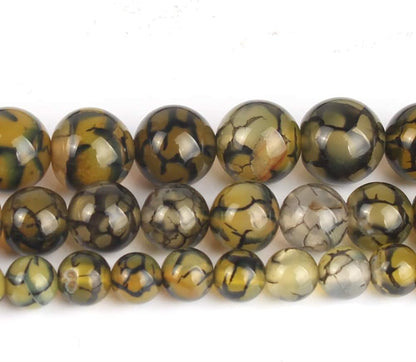 60pcs Round Loose Yellow Fire Agate Beads for Bracelet Beads，6mm Gemstone Bead Round Loose Stone Beads for Jewelry Making DIY Bracelet Necklace Earrings - Colors B