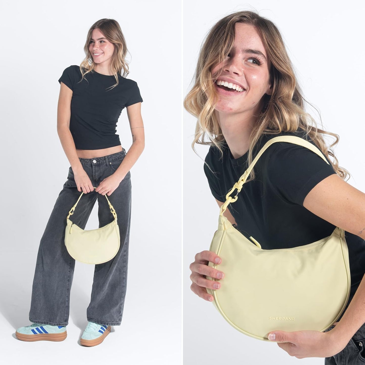 Mina, Medium Crescent Bag, Shoulder Bag for Women | Lightweight Half Moon Crossbody Purse, Casual Cross Body Pack, Nylon Travel Handbag for Women, RFID Protection, Travel Gift