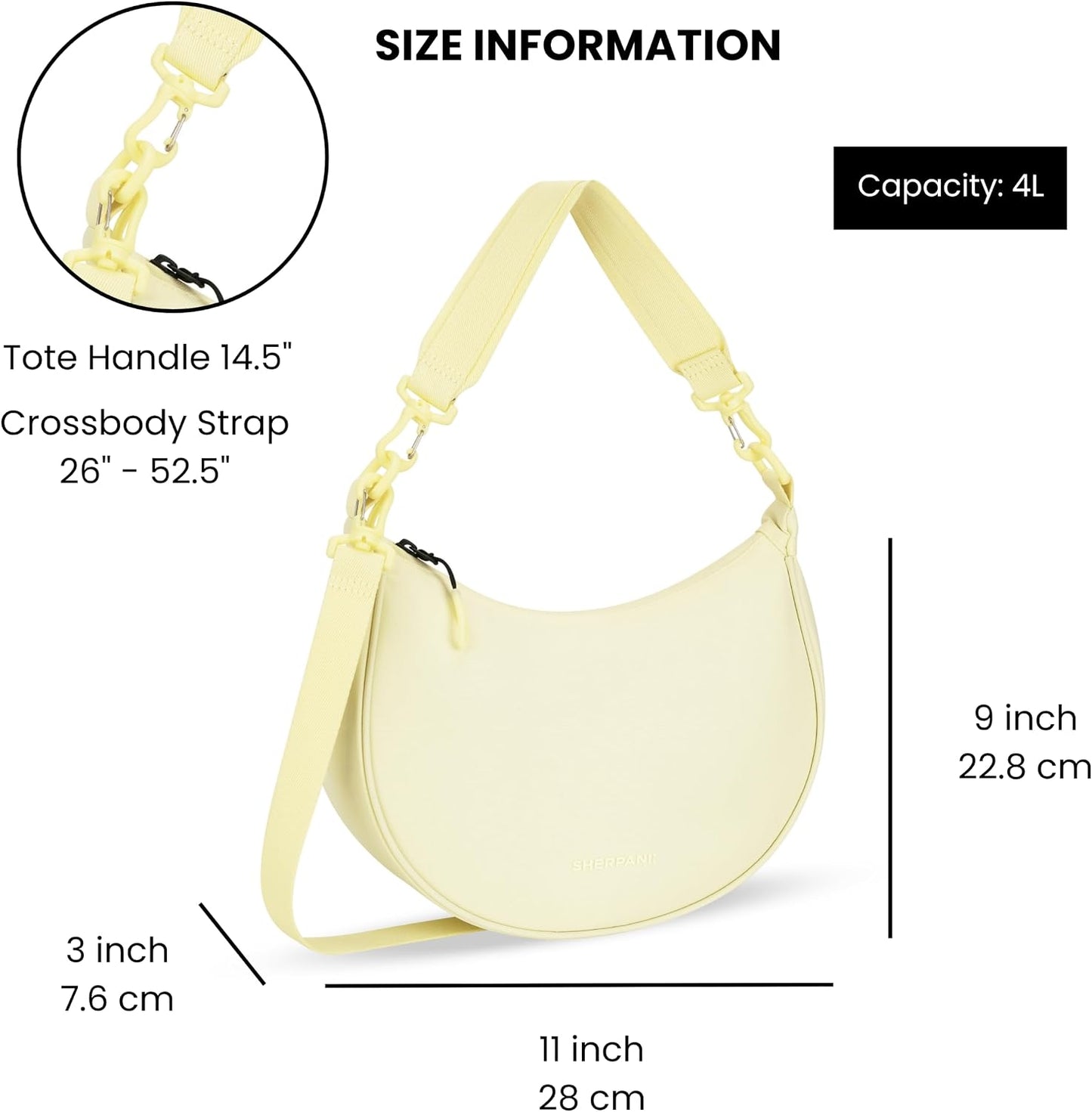 Mina, Medium Crescent Bag, Shoulder Bag for Women | Lightweight Half Moon Crossbody Purse, Casual Cross Body Pack, Nylon Travel Handbag for Women, RFID Protection, Travel Gift