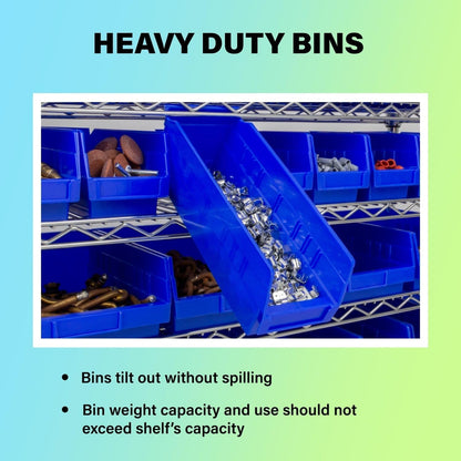 30128 Plastic Shelf Bins, Heavy Duty Storage Bins for Garage, Closet, and Drawer Organization, 18-Inch x 4-Inch x 4-Inch, Yellow, 12-Pack