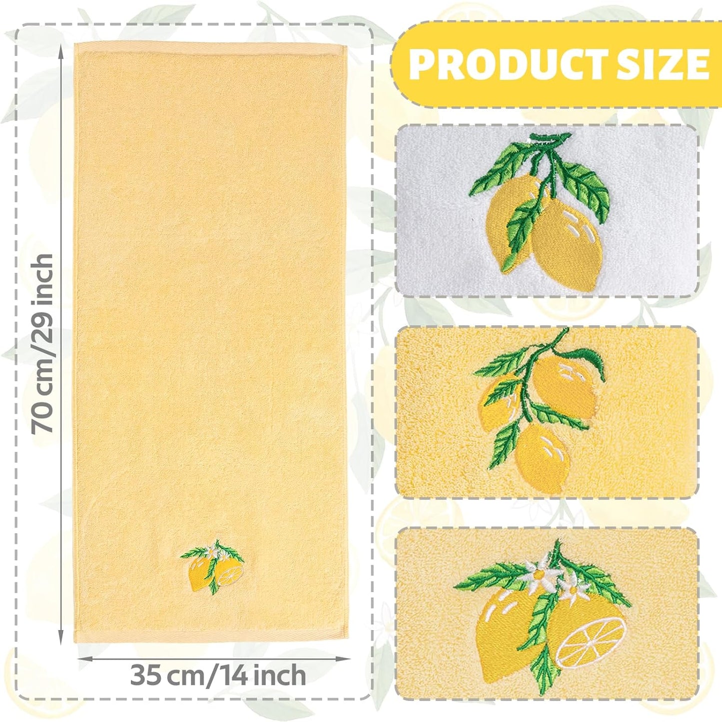 3 Pcs Summer Lemon Hand Towels for Bathroom Yellow Lemon Farmhouse Bathroom Decor 14x29 Inch Cotton Embroidered Decorative Guest Hand Towels Soft Absorbent Kitchen Towel for Home Room Decor Gifts