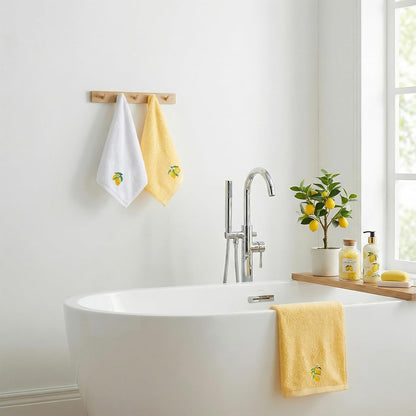 3 Pcs Summer Lemon Hand Towels for Bathroom Yellow Lemon Farmhouse Bathroom Decor 14x29 Inch Cotton Embroidered Decorative Guest Hand Towels Soft Absorbent Kitchen Towel for Home Room Decor Gifts