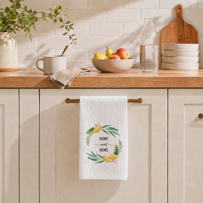 Home Sweet Home Lemon Kitchen Towels, Decorative Dish Towels for Kitchen, Farmhouse Fruit Hand Towels, Housewarming Gifts for Women, Waffle Weave Tea Towel