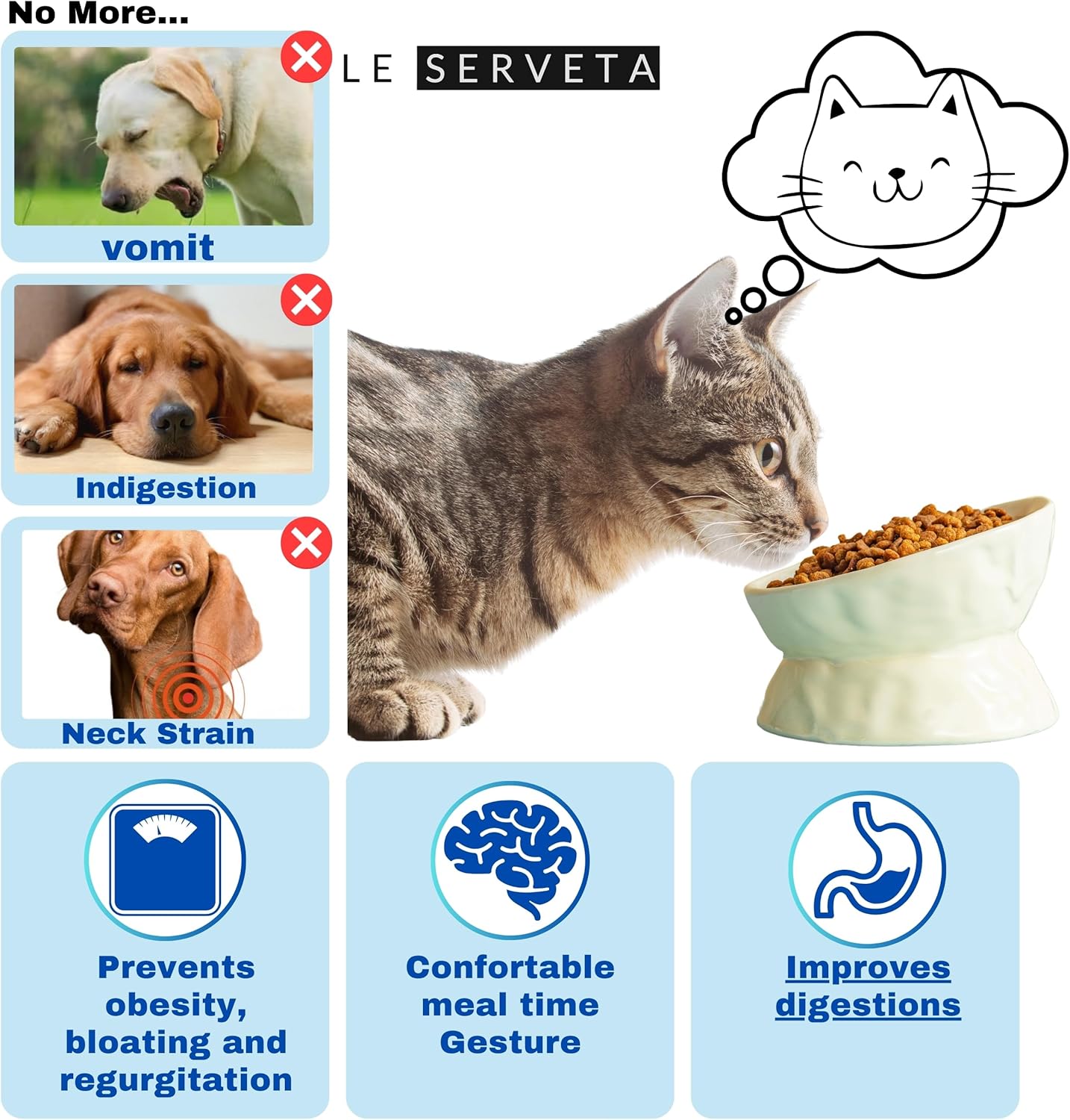 Ceramic Raised Cat Bowl, Elevated Pet Food Bowl for Small Dog, Cute Cat Dish Tilted, Whisker Fatigue, Wrinkle Texture (Yellow)