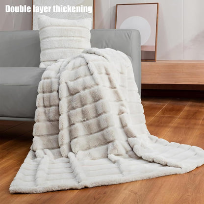 Faux Fur Throw Blanket for Couch, Cozy Soft Fluffy Blanket, Winter Thick Warm Blanket for Sofa Bedroom Living Room(Yellow,51 * 63in)