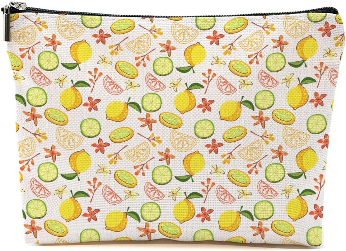 Cute Yellow Lemon Makeup Bag Cosmetic Bag | Lemon Lover Gift Ideas for Women, Friends, Mothers Day, Christmas, Birthday Gift, Travel Accessories Pouch