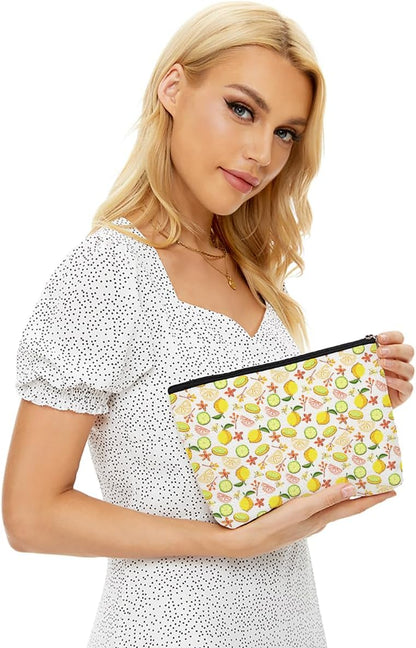 Cute Yellow Lemon Makeup Bag Cosmetic Bag | Lemon Lover Gift Ideas for Women, Friends, Mothers Day, Christmas, Birthday Gift, Travel Accessories Pouch