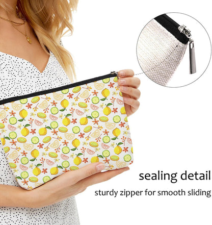 Cute Yellow Lemon Makeup Bag Cosmetic Bag | Lemon Lover Gift Ideas for Women, Friends, Mothers Day, Christmas, Birthday Gift, Travel Accessories Pouch