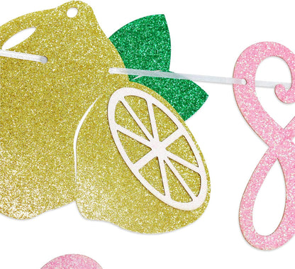 She Found Her Main Squeeze Banner, Rose Glitter | Lemon Themed Bridal Shower Decorations, Bachelorette Party Sign, Wedding Engagement Party Supplies