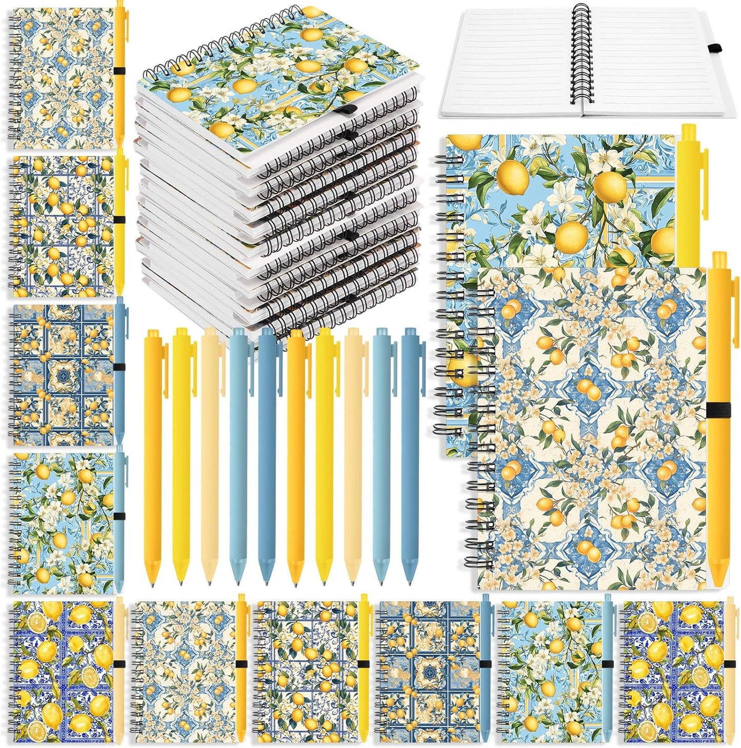 10 Set Lemon Journals with Pen Lemon Party Favors Include Spiral Notebooks and Ballpoint Pens Portable Notepads for Office Back to School Fruit Lover Gifts Birthday Party Supplies