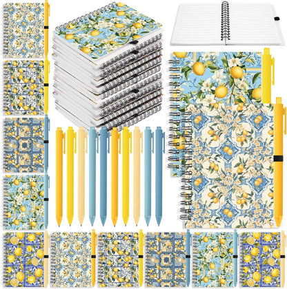 10 Set Lemon Journals with Pen Lemon Party Favors Include Spiral Notebooks and Ballpoint Pens Portable Notepads for Office Back to School Fruit Lover Gifts Birthday Party Supplies