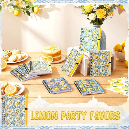 10 Set Lemon Journals with Pen Lemon Party Favors Include Spiral Notebooks and Ballpoint Pens Portable Notepads for Office Back to School Fruit Lover Gifts Birthday Party Supplies